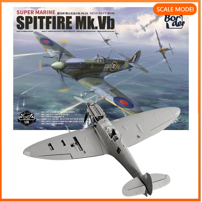 Model Kit Spitfire - ボーダー 1/35 BF-004 スピットファイア戦闘機、詳細な内部構造モデル組み立てキット、誕生日のおもちゃ用