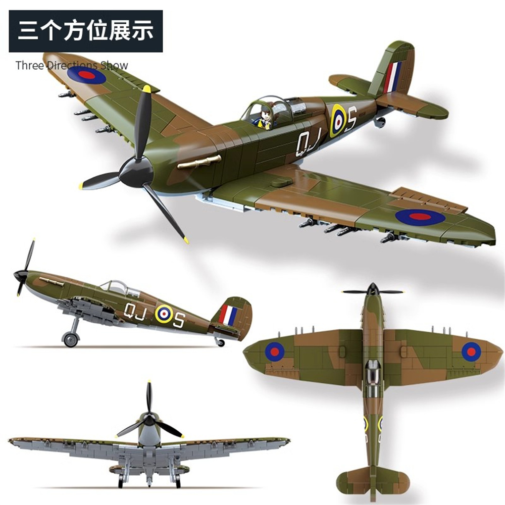 Model Kit Spitfire - 第二次世界大戦陸軍軍人SWAT英国：スピットファイア戦闘機F MK。 ラータイプ モデルビルディングブロック ブリックおもちゃ ギフト