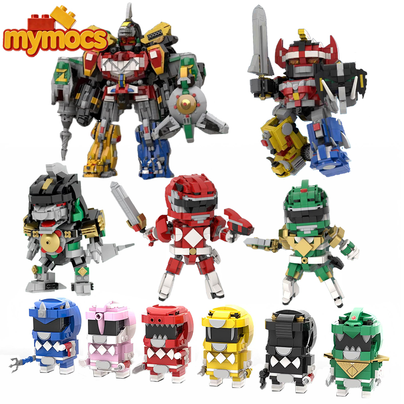 Model Kit Power Rangers - マイモクス 恐竜映画アクションフィギュア パワードダイナソーチーム ブリックヘッズ ビッグビーストゴッド メカレンジャーロボットセット