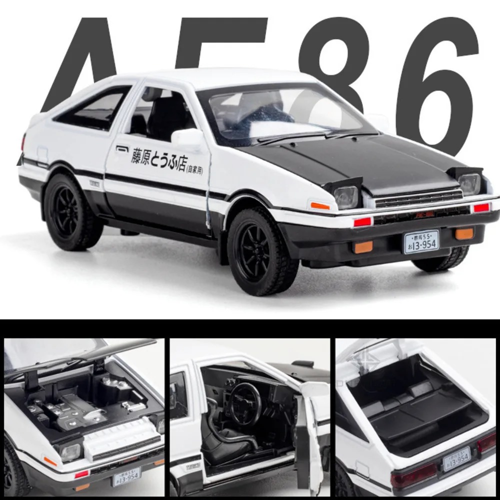 Model Kit Initial D - ダイキャスト-初期モデルの合金,0,1/32,ライト,音,プル,バックのおもちゃ