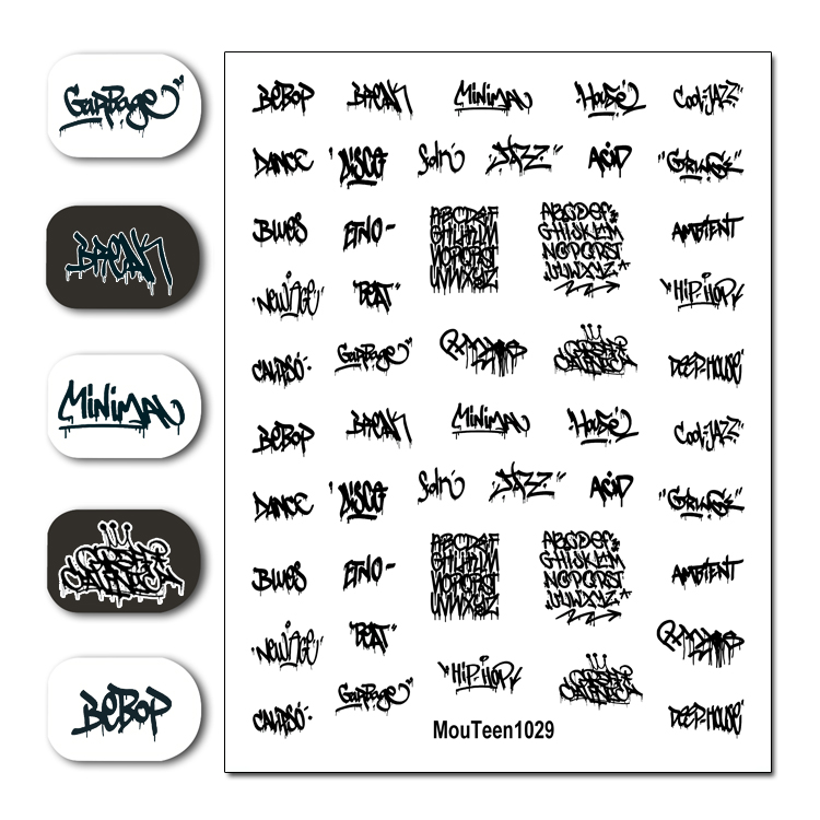 最新のホット Mouteen1029 滴下落書きネイルステッ - Waterslide Decal Paper のレビューと価格