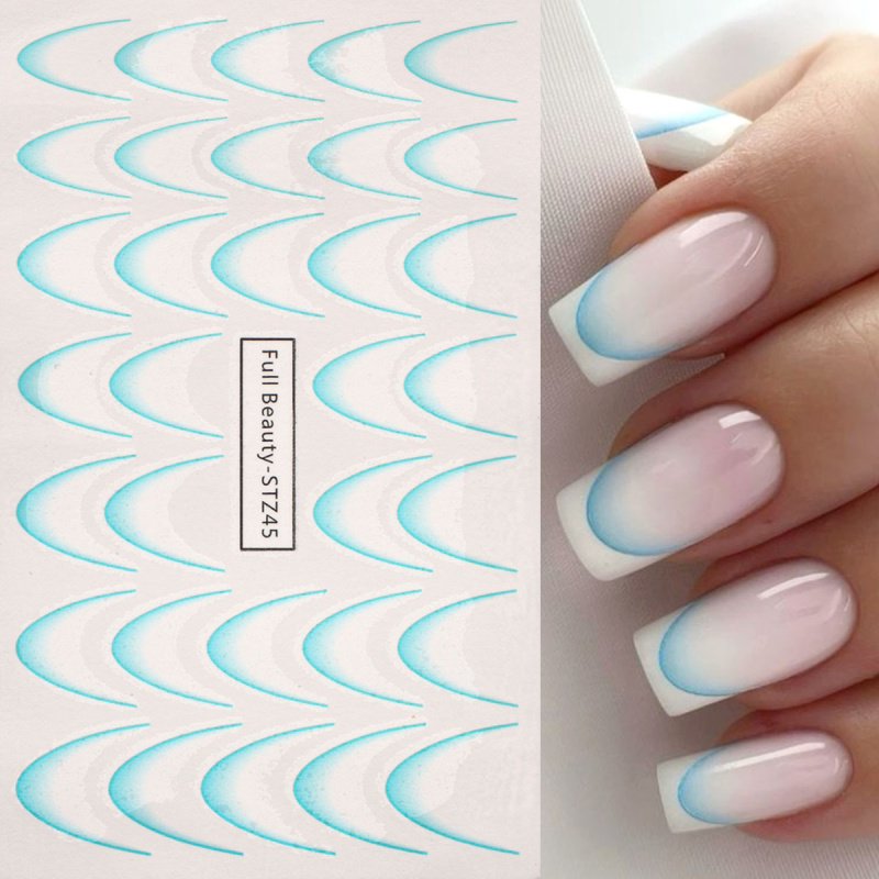 8 個グラデーションフレンチネイルアートステッカーインクブル - Waterslide Decal Paper のレビューと価格