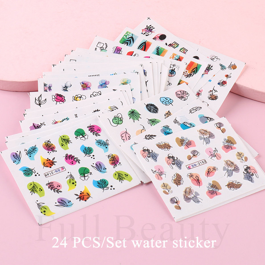 24 ピース/セット春夏ネイルステッカーウォーターデカールネ - Waterslide Decal Paper のレビューと価格