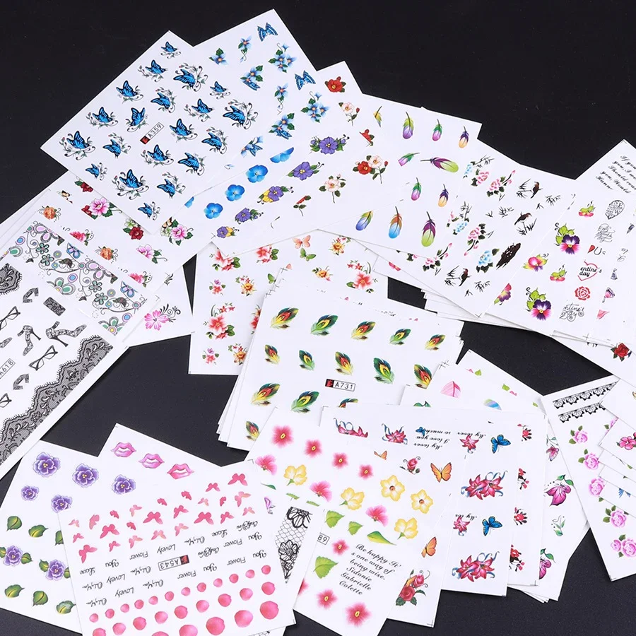 50 個ネイルステッカー混合デザイン水転写ネイルアート DI - Waterslide Decal Paper のレビューと価格